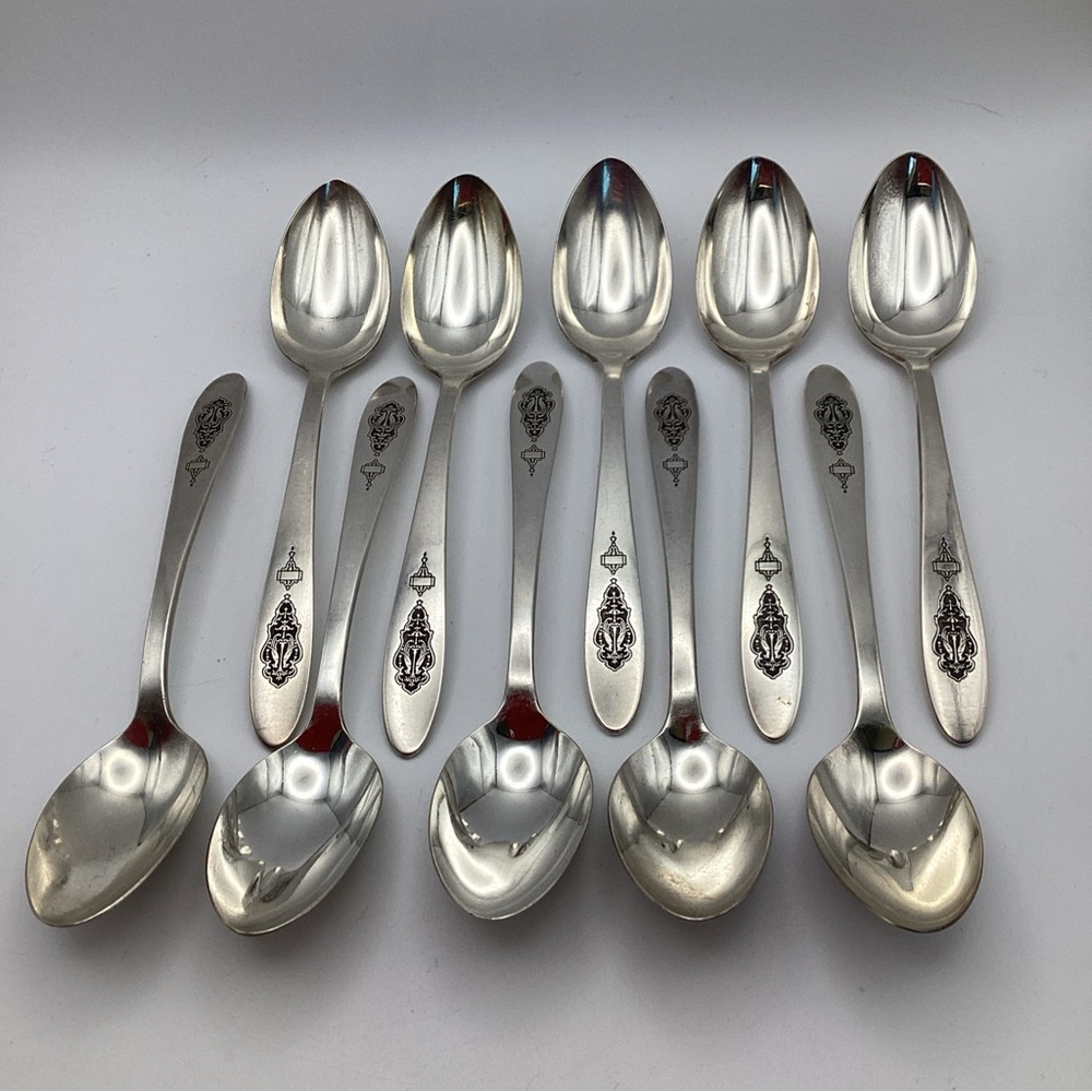 10 X ONEIDA Community BIRD of PARADISE Silverplate 5” Spoons (1923)